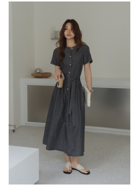 Retro dress for women in summer new style slim waist-hugging long skirt