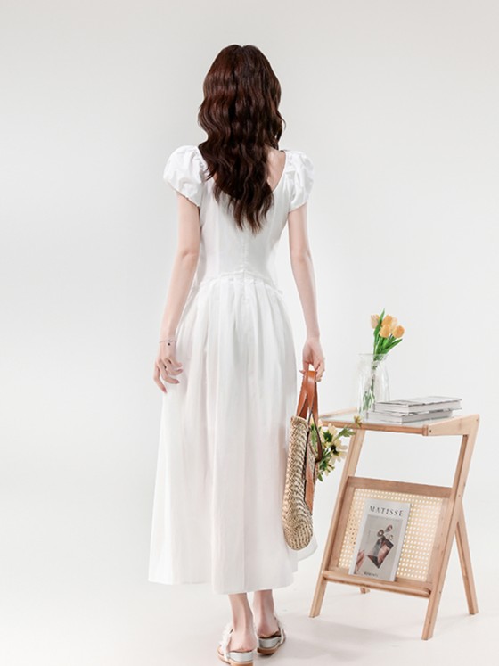 New French V-neck Temperament Dress