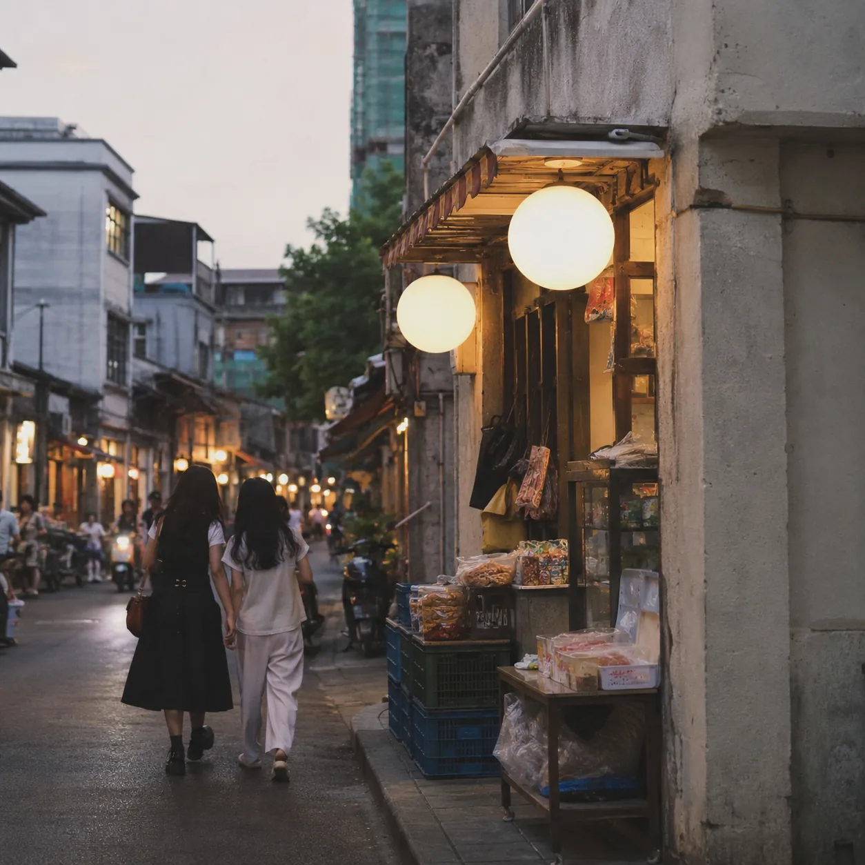 佛山老街那家杂货铺门前的圆灯,把一整条街照得比名片更真实