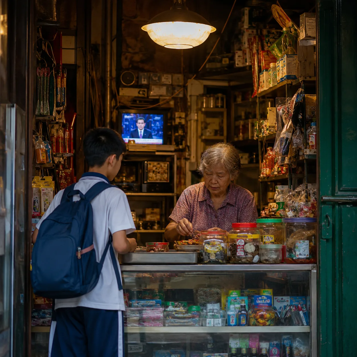 佛山老街那家杂货铺门前的圆灯,把一整条街照得比名片更真实