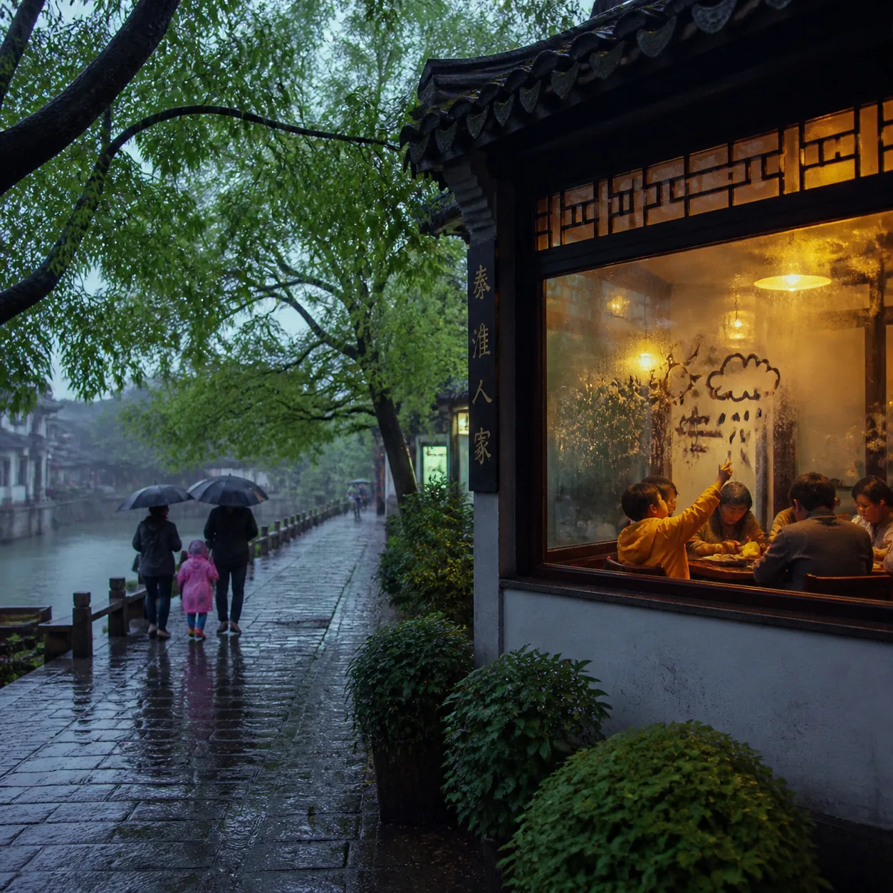 A May Rain by Nanjing's City Wall Stranded Our Family of Three and Delivered the Best Bowl of Duck Blood Soup Instead