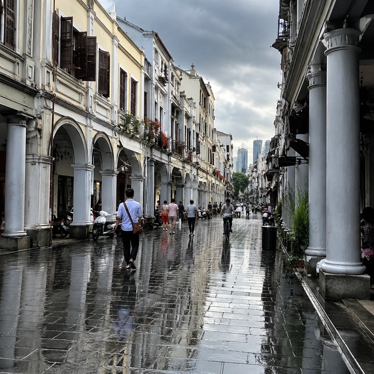 A Rain-Washed Arcade Street in Guangzhou Changed How I Understand City Walks