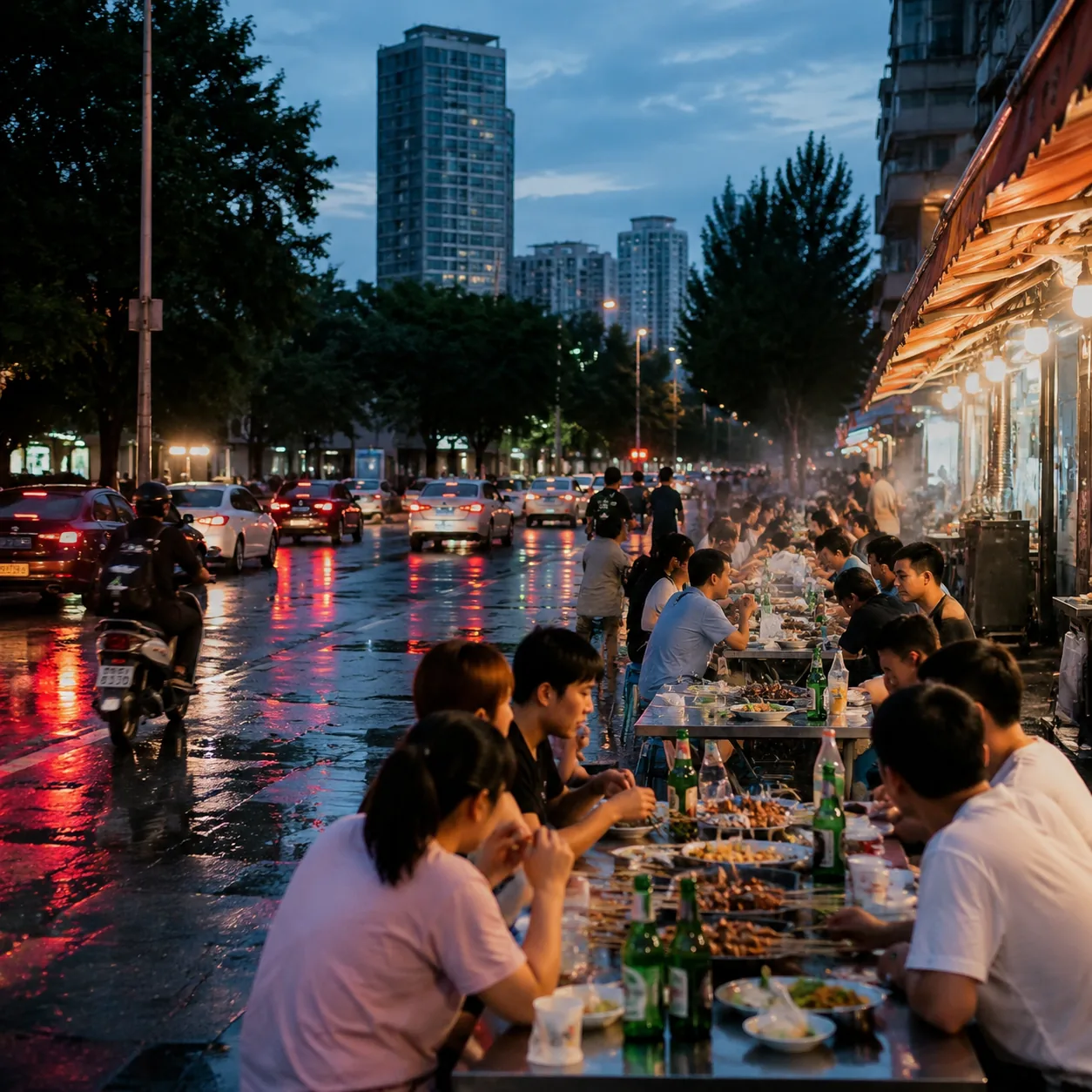 As Shenyang’s Rain Let Up, the Smell of Street Barbecue Lit the Evening Again