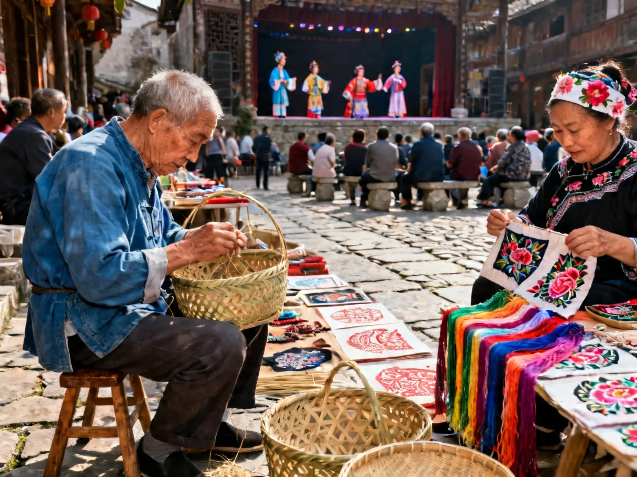 Ancient Town Folk Culture: Markets, Opera & Crafts